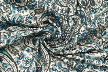 Paisley - Katoen stof - poplin - paisley - blauw multi - 310358-70