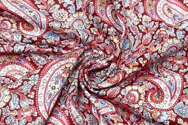 100gr/M² - Katoen stof - poplin - paisley - rood multi - 310358-71
