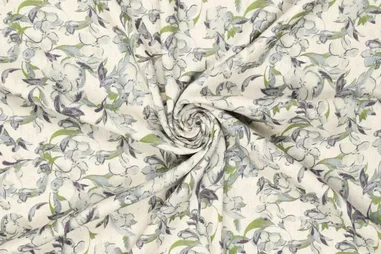 70% viscose, 30% linnen - Viscose stof - linnenmix - digitaal natuur - naturel blauw - 21793-630