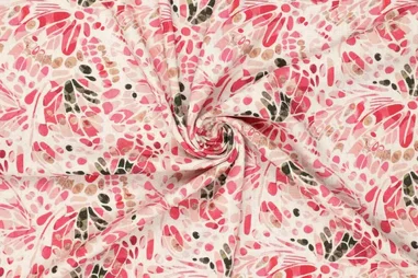 Geweven stoffen - Viscose stof - linnenmix - digitaal fantasie - naturel roze - 21795-870