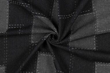 Geweven stoffen - Spijkerstof - jacquard patchwork - zwart - 3311-002