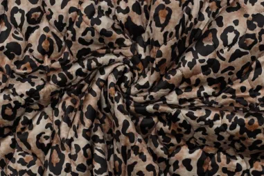 375gr/M² - Doorgestikte stof - stepped velvet - digitaal dierenprint - bruin - 3745-001