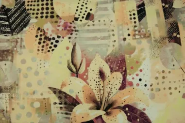 Stenzo stoffen uitverkoop - Tricot stof - digitaal abstract - lichtgeel multi - 25021-22