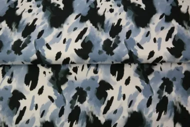 Camouflage stoffen - Tricot stof - digitaal camouflage - zwart wit grijs - 25955-09