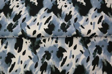 Stenzo Tricot - Tricot stof - digitaal camouflage - zwart wit grijs - 25955-09