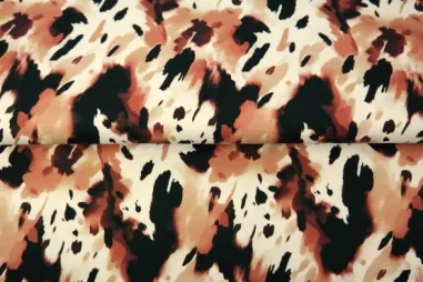 Camouflage stoffen - Tricot stof - digitaal camouflage - oranje zwart beige - 25955-33