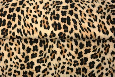 Stenzo Tricot - Tricot stof - digitaal panterprint - beige zwart - 25825-33