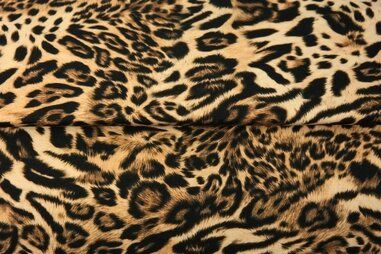Panterprint stoffen - Tricot stof - digitaal panterprint - zwart beige - 25826-33VI