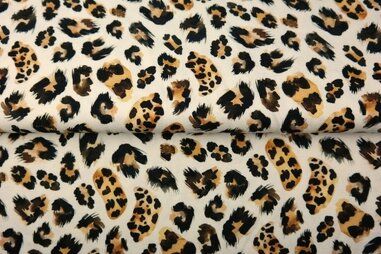 Stenzo Tricot - Tricot stof - digitaal panterprint - wit - 25831-33VI
