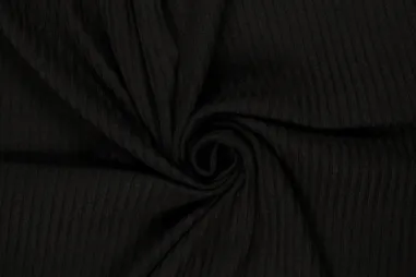 80% viscose, 18% polyamide, 2% elastan - Jersey - Rippstrick - schwarz - 3362-069