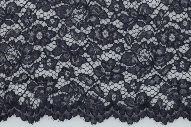 Kant stoffen - Kant stof - bloemen - donkerblauw - 1613-005