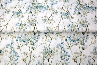 Poplin katoen stof - Jersey - Popeline - digitale Blumen - weiß - 25115-02