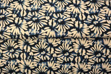 Geweven stoffen - Viscose stof - linnenmix - digitaal fantasie - blauw - 25308-15 (LI)