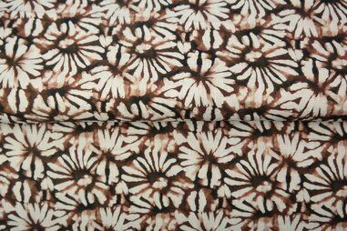 70% viscose, 30% linnen - Viscose stof - linnenmix - digitaal fantasie - bruin - 25308-33 (LI)