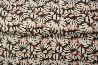 Uitverkoop - Viscose stof - linnenmix - digitaal fantasie - bruin - 25308-33 (LI)