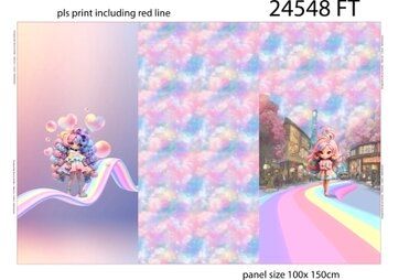 250gr/M² - Paneel stof - French Terry - digitaal rainbow girl - roze multi - 24548 