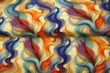 Top(je) stoffen - Tricot stof - digitaal abstract - geel blauw oranje - 25986-13VI