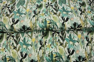 Jersey - Tricot stof - digitaal abstract bloemen - multi groen - 25989-99VI