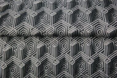 Graue Stoffe - Tricot stof - digitaal abstract - grijs - 25980-16VI