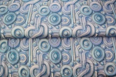 Uitverkoop - Tricot stof - digitaal abstract - lichtblauw - 25985-09VI