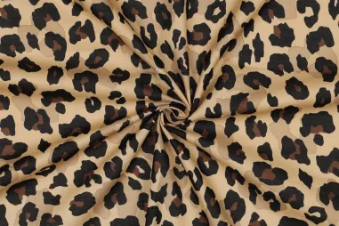 Camel beige stoffen - Katoen stof - voile - dierenprint - camel - 5285-006