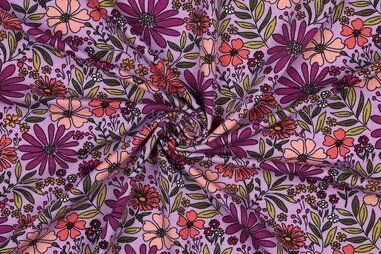 Lavendel stoffen - Tricot stof - bloemen - lavendel - 4124-005