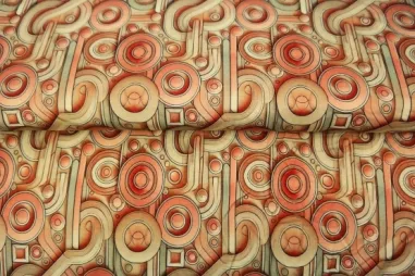 95% viscose, 5% elastan stoffen - Tricot stof - digitaal abstract - oranje - 25985-12VI