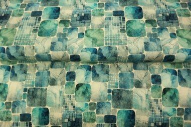 Abstract stoffen - Tricot stof - digitaal abstract - groen multi - 25990-09VI