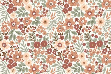 Tricot kinderstoffen - Tricot stof - rib jersey - bloemetjes - gebroken wit - 23568-051