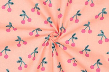 Stoffe - Baumwolle mit coating - Kirsche - peach - 5468-002