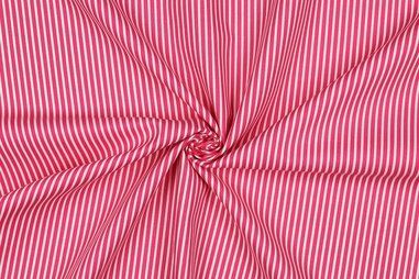 Gestreifte - Katoen stof - poplin - strepen - roze - 8234-006