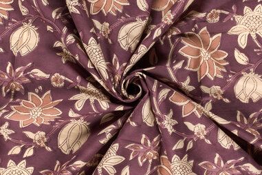 Overhemd - Katoen stof - batik - voile - bloemen - paarsroze - 23346-014