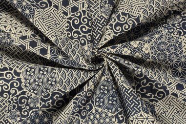 Overhemd - Katoen stof - batik - voile - fantasie - indigo - 23354-006