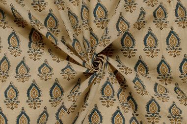 Sjaal stoffen - Katoen stof - batik - voile - abstract - beige - 23360-052