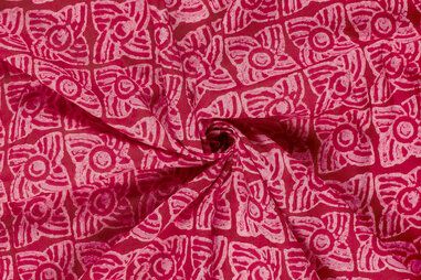 Overhemd - Katoen stof - batik - voile - abstract - fuchsia - 23362-017