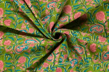 Batik stoffen - Baumwolle - Batik - Voile - Blumen - lime - 23364-023