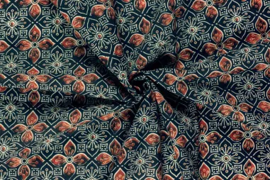 katoenen stoffen met print - Katoen stof - batik - voile - bloemen - indigo - 23370-006
