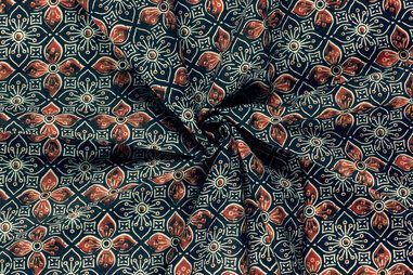 Sjaal stoffen - Katoen stof - batik - voile - bloemen - indigo - 23370-006