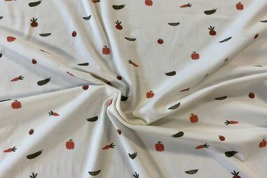 Tricot stoffen - Tricot stof - groenten - gebroken wit - 25/23513-051