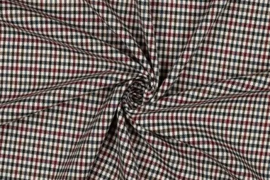 By Poppy 2025 stoffen - Stretch stof - tartan check - gebroken wit petrol bordeaux - 3036-052