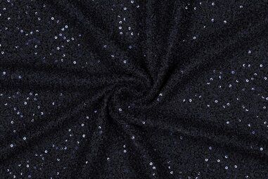 By Poppy - Teddy stof - sequins - donkerbrlauw - 3488-003