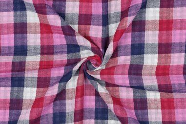 Lila - Hydrofiel stof - dubbelzijdig checks - lila navy - 25/3645-001