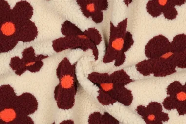 320gr/M² - Teddy stof - bloemen - lichtbeige - 25/3716-001