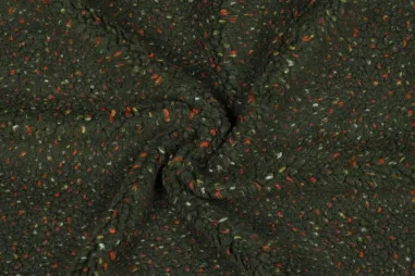 Groen - Teddy stof - tweed - legergroen - 25/3742-003