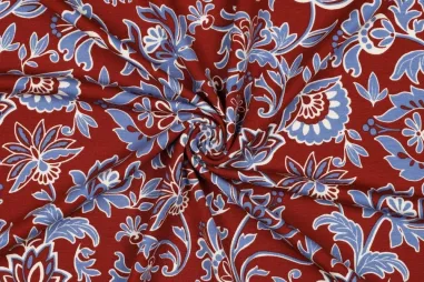 300gr/M² - Tricot stof - punta di roma - bloemen - bordeaux - 25/5099-007