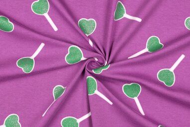 Kinderdruck - Jersey - Glitzer-Lolli - lila - 25/5109-008