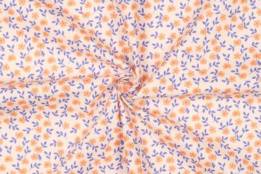 Kinderdruck - Katoen stof - bloemetjes - peach - 25/5159-009