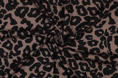 Bruine stoffen - Stretch stof - rosella stretch - panterprint - 25/5263-001