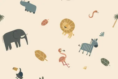 Katoen stof - uni - camel - 5569-053 - Waterdichte stof - digitaal dieren - beige - 25/22602-052