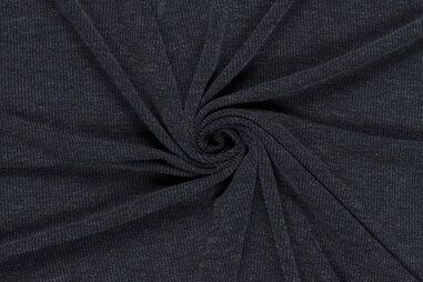 Tricot stoffen - Tricot stof - ribtricot - lurex melange - donkerblauw - 24182-008